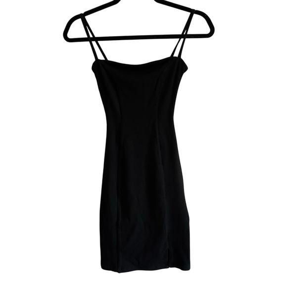 NAKED WARDROBE NWT $54 Black Ribbed Slit Mini Dress Size XS - Picture 2 of 7